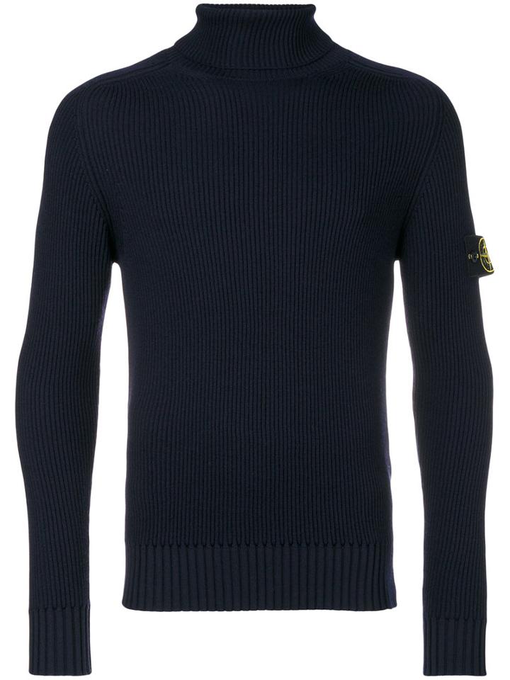 Stone Island - Fitted Roll Neck Sweater - Men - Wool - L, Blue, Wool
