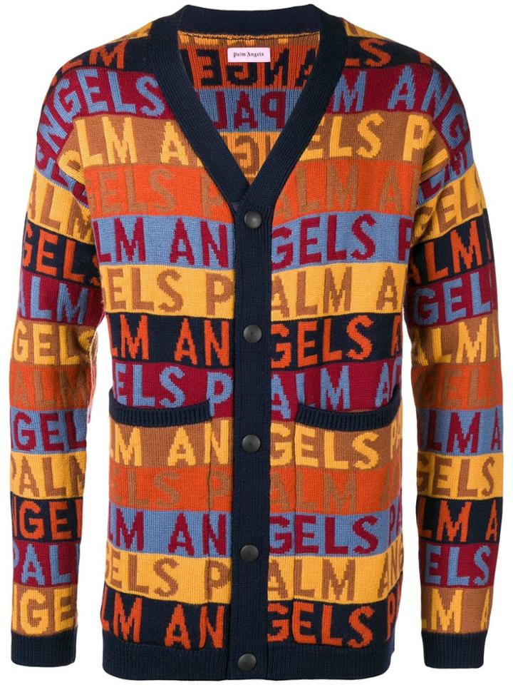 Palm Angels Logo Printed Cardigan - Yellow