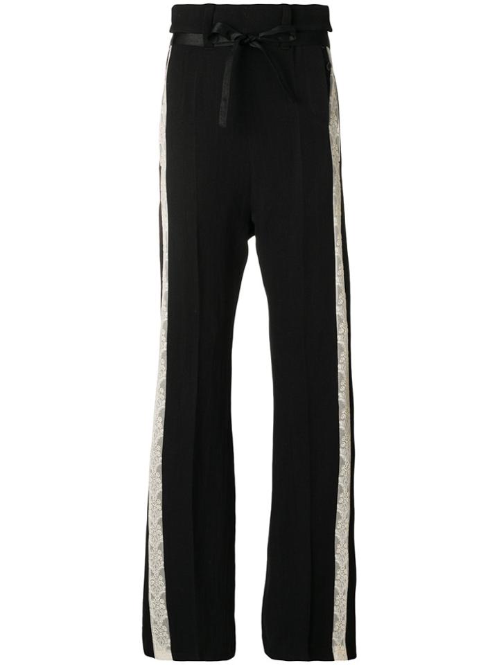 Ann Demeulemeester Victoria Flared Lace Detail Trousers - Black