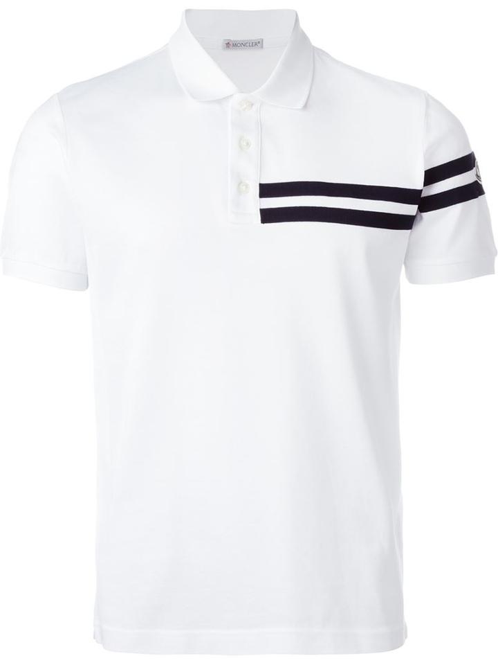 Moncler Striped Applique Polo Shirt