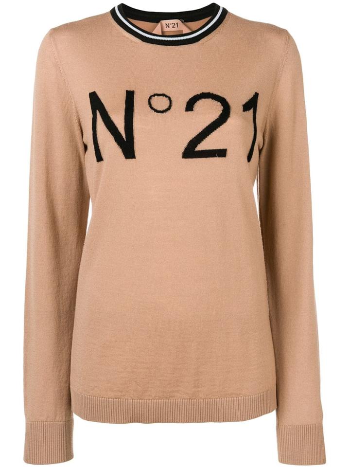 No21 Intarsia Logo Jumper - Neutrals