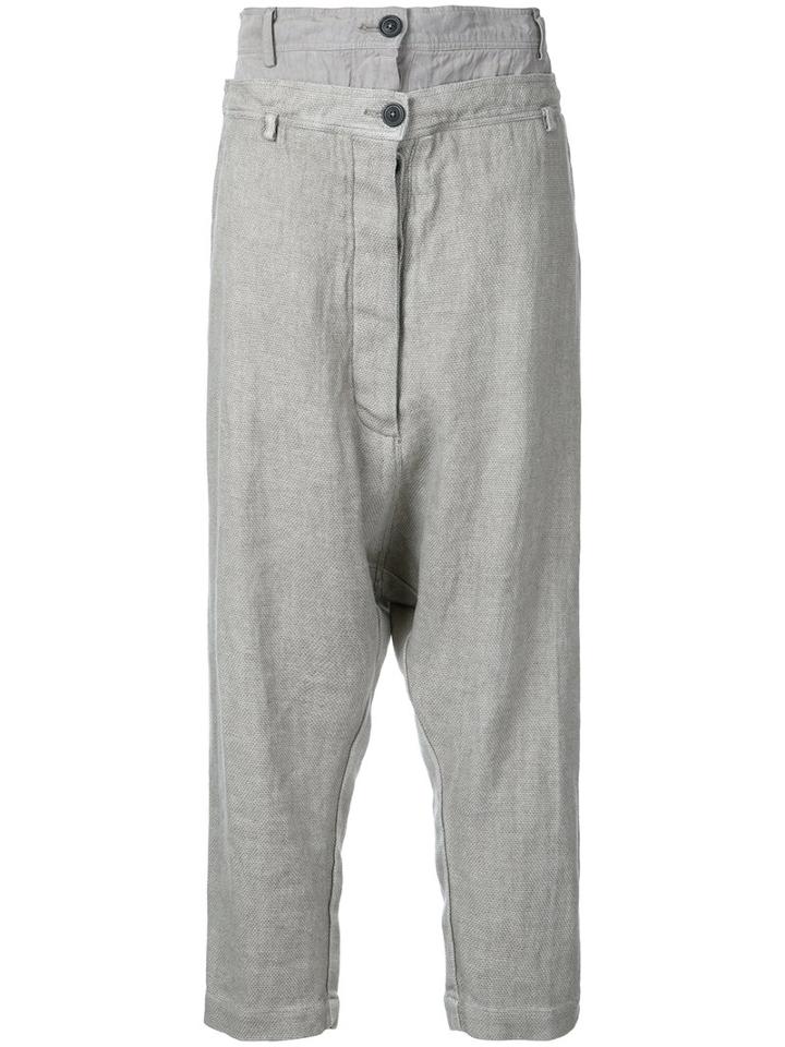 Rundholz - Drop-crotch Trousers - Women - Cotton/linen/flax/spandex/elastane - S, Grey, Cotton/linen/flax/spandex/elastane