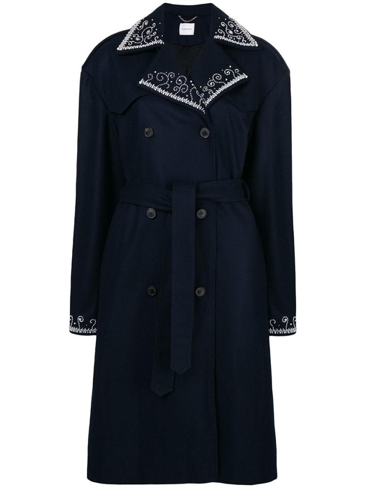 Magda Butrym Double Breasted Trench Coat - Blue