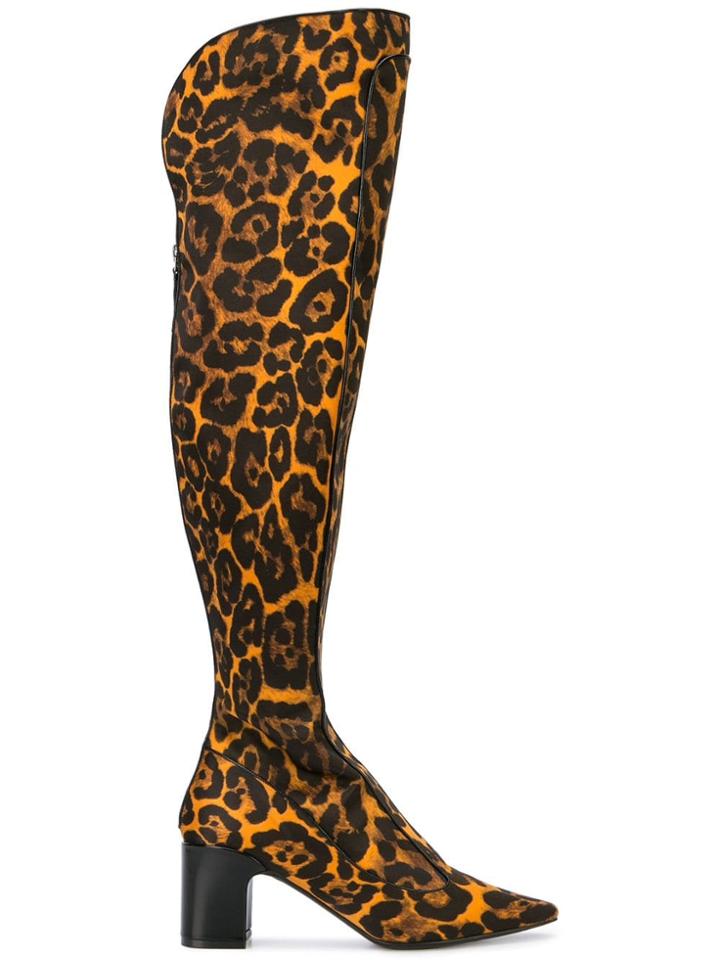 Fabrizio Viti Leopard-print Knee Boots - Black