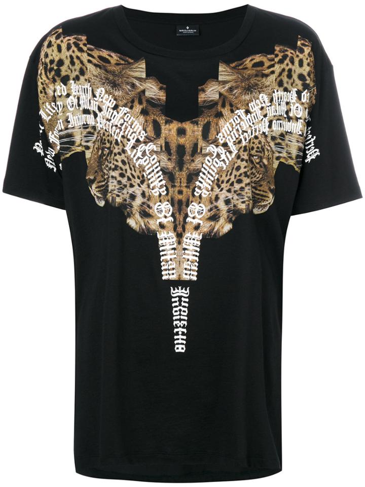 Marcelo Burlon County Of Milan Leopard Shoulder Print T-shirt - Black