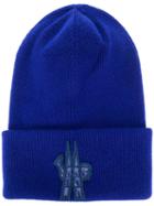Moncler Grenoble Logo Patch Knitted Beanie - Blue