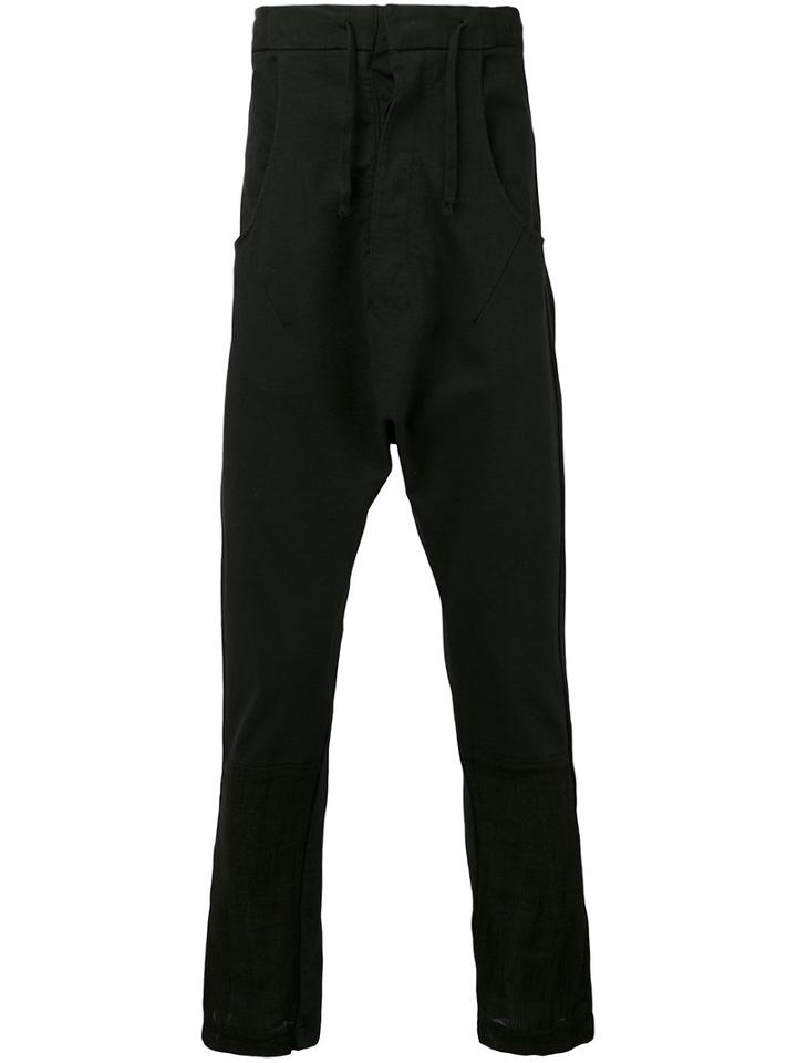Andrea Ya'aqov - Drop-crotch Cropped Trousers - Men - Cotton/linen/flax - S, Black, Cotton/linen/flax