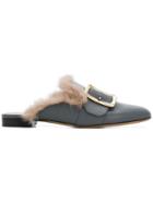 Bally Janess Mink Fur Lined Mules - Grey
