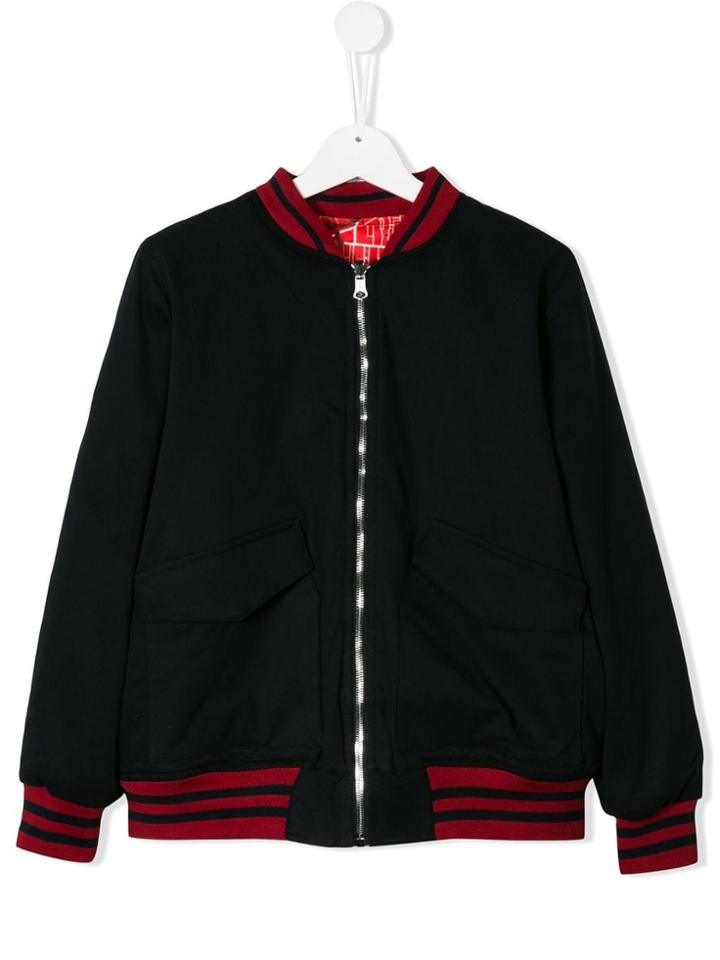 Les Bohemiens Kids Teen Stripe-trim Bomber Jacket - Blue