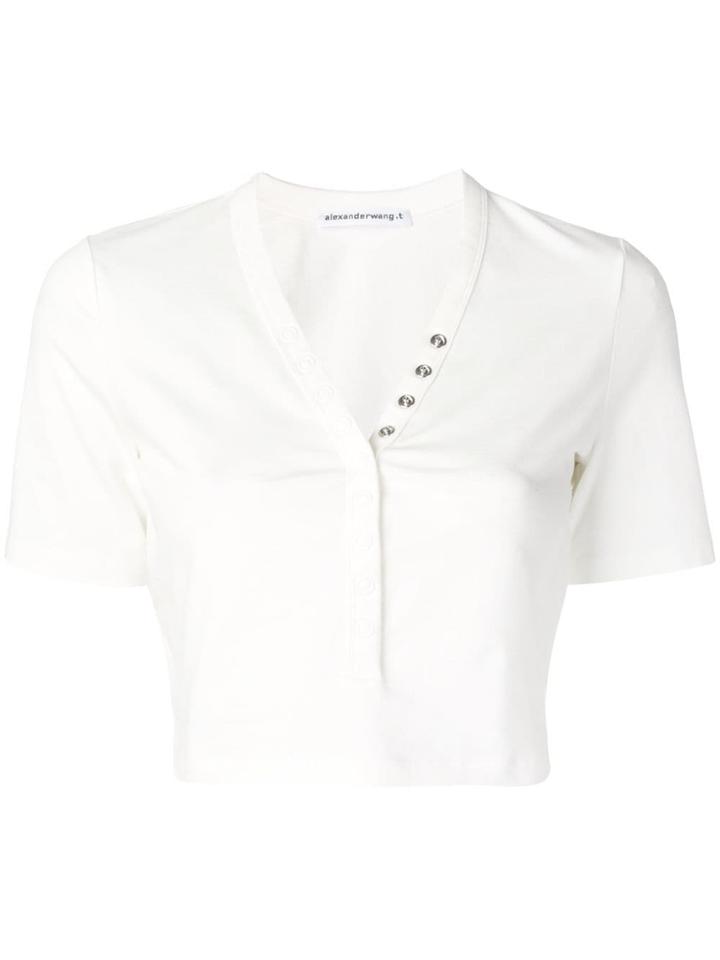 T By Alexander Wang Snap Fastening Cropped Top - White