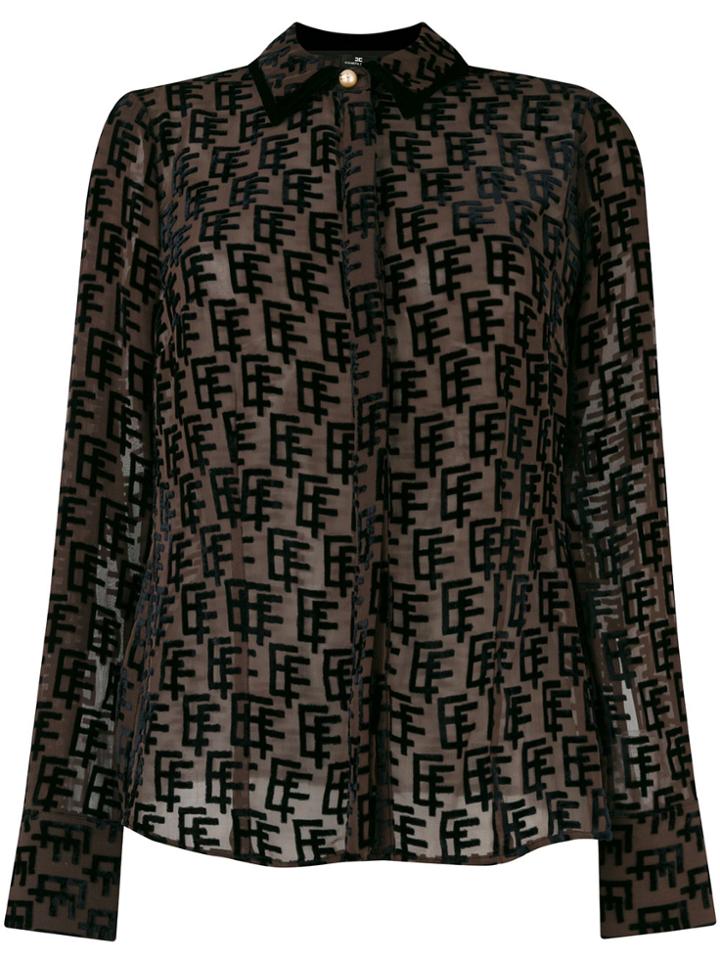 Elisabetta Franchi Monogram Print Shirt - Black