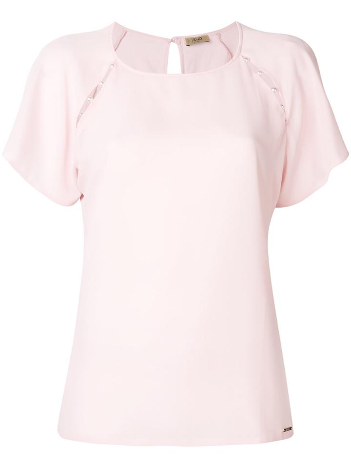 Liu Jo Pearl Details T-shirt - Pink & Purple