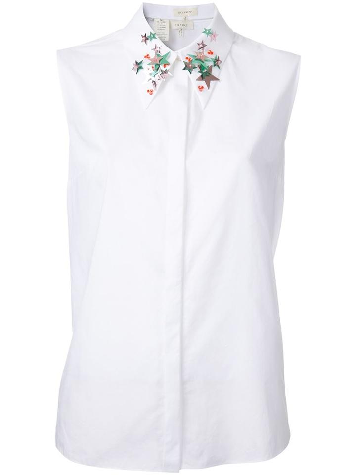 Delpozo Embroidered Collar Shirt, Women's, Size: 38, White, Cotton