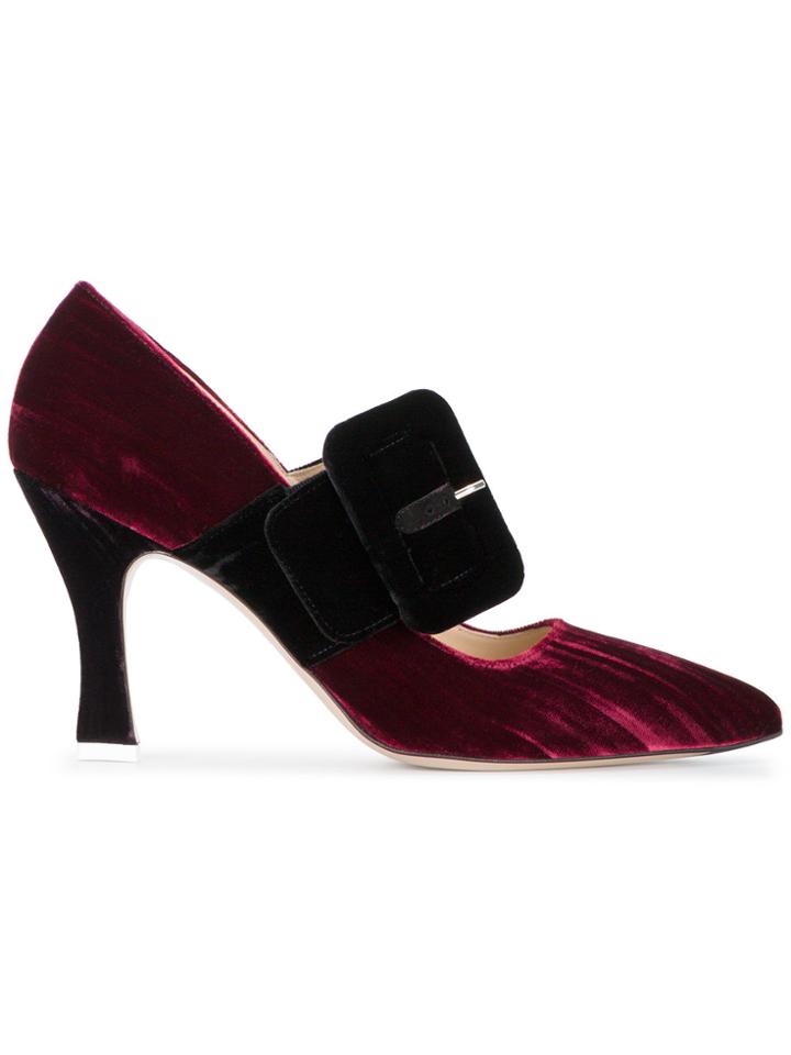 Attico Burgundy Velvet Elsa Buckled 90 Pumps - Red