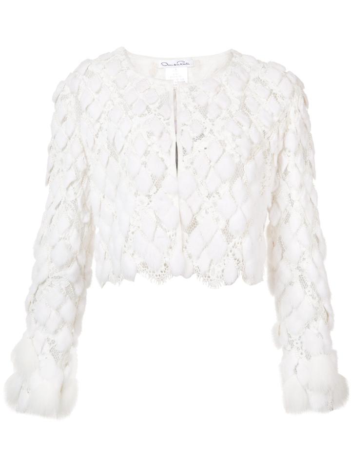 Oscar De La Renta Diamond Lace Bolero - White