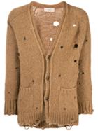 Maison Flaneur Ripped V-neck Cardigan - Nude & Neutrals
