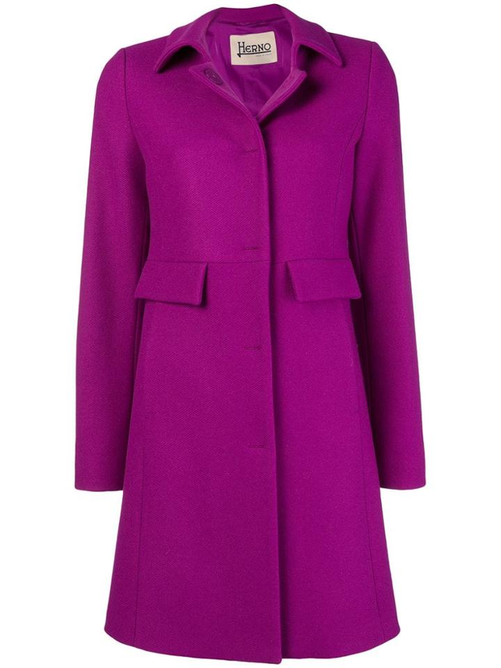 Herno Concealed Front Coat - Pink & Purple