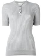Courrèges Ribbed Knit T-shirt, Women's, Size: 2, Grey, Cotton/cashmere