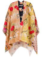 Ermanno Gallamini Flower Embroidered Cape - Yellow & Orange