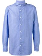 Borrelli - Club Collar Striped Shirt - Men - Cotton/linen/flax - 42, Blue, Cotton/linen/flax