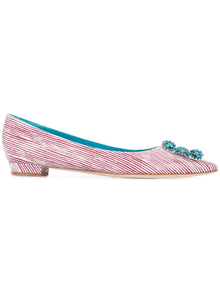 Manolo Blahnik Hangisi Ballerina Shoes - Red