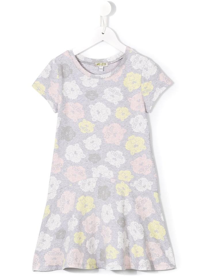 Kenzo Kids - Tiger Print T-shirt Dress - Kids - Cotton/spandex/elastane - 12 Yrs, Grey