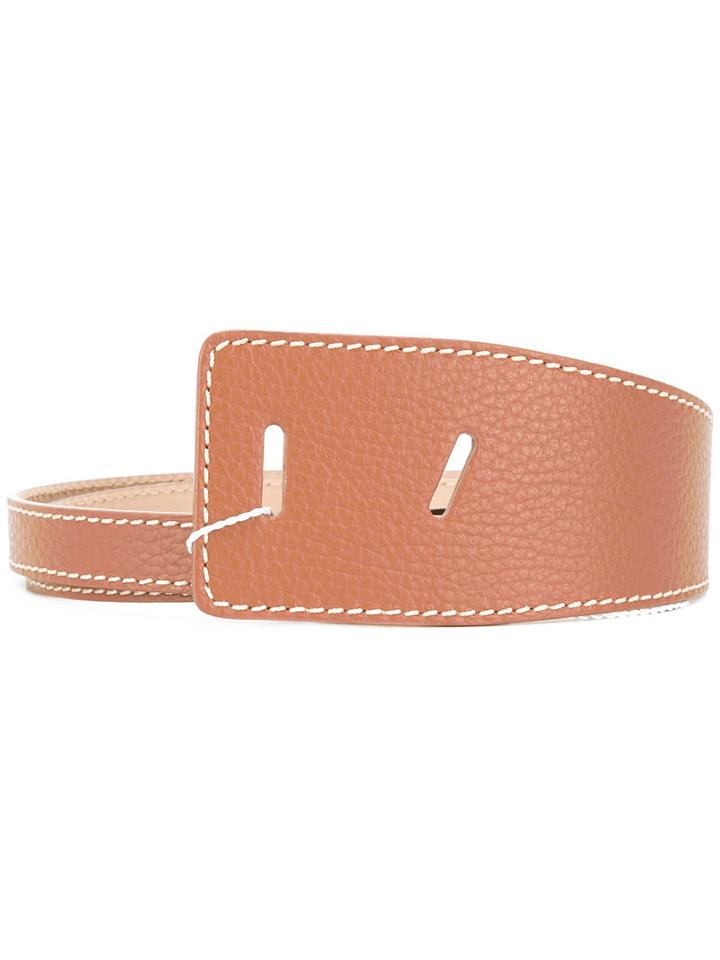Max Mara Large Tip Belt, Women's, Brown, Leather
