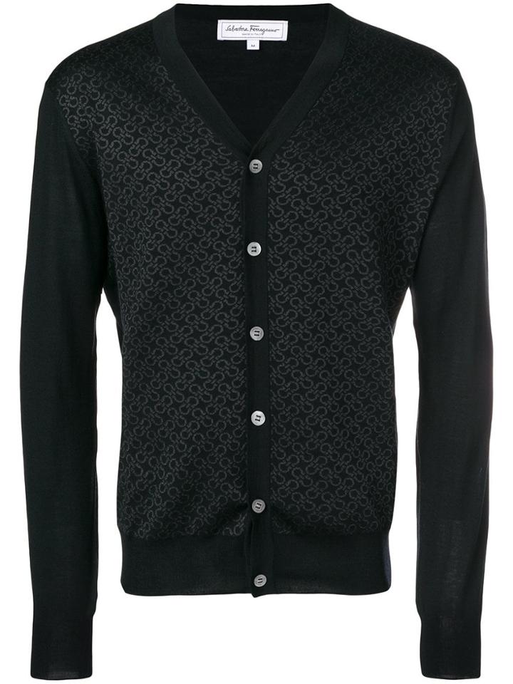 Salvatore Ferragamo Gancini Print Cardigan - Black