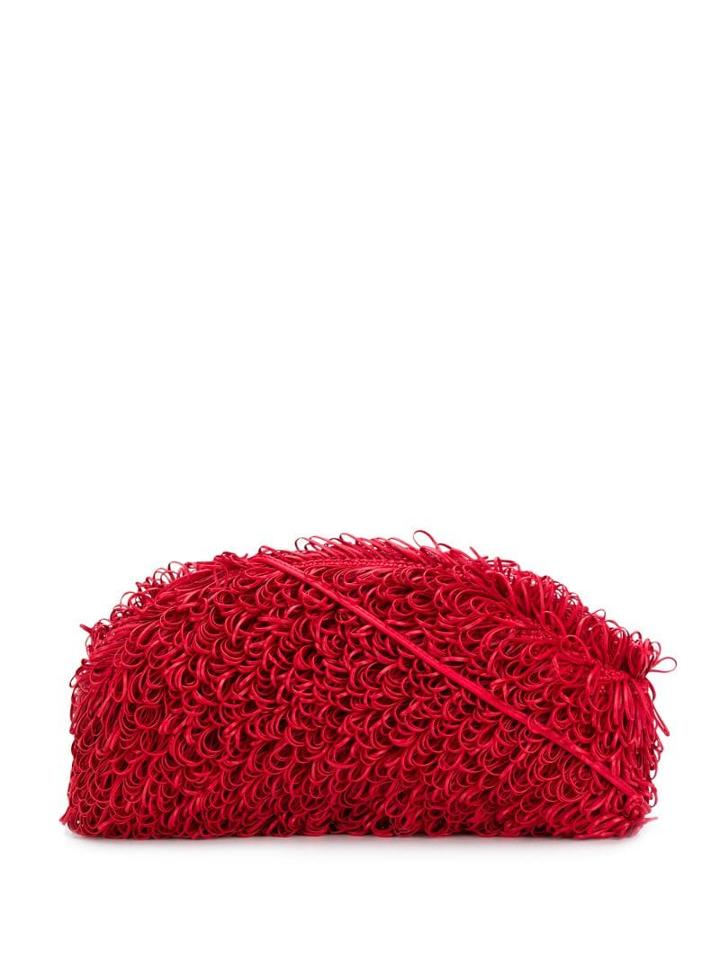 Bottega Veneta Leather Loops Clutch - Red