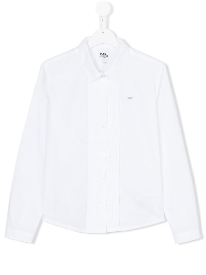 Karl Lagerfeld Kids Teen Pleated Front Shirt - White
