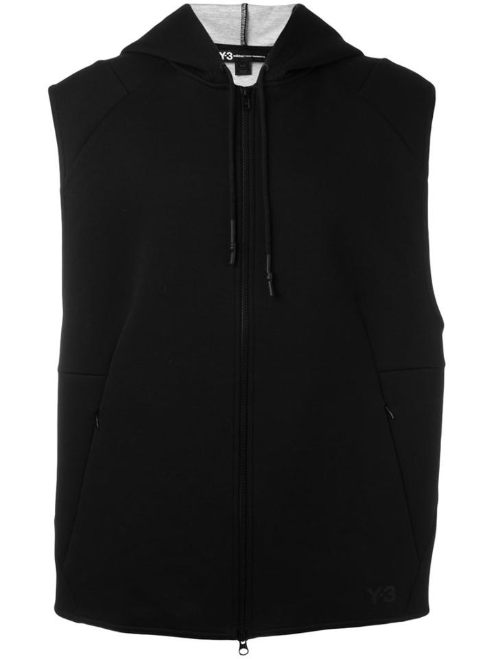 Y-3 Sleeveless Hoodie, Men's, Size: Large, Black, Cotton/polyester