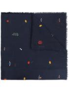 Gucci Embroidered Scarf - Blue