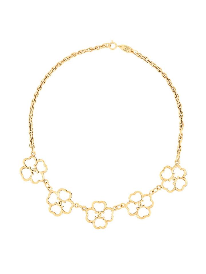 Chanel Vintage Clover Cutout Necklace - Gold