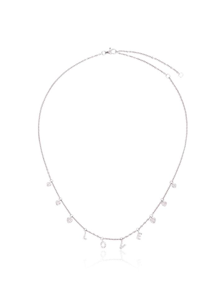 Shay 18k White Gold Love Necklace - Metallic