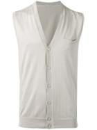 Paolo Pecora - Sleeveless Cardigan - Men - Silk/cotton - M, Nude/neutrals, Silk/cotton