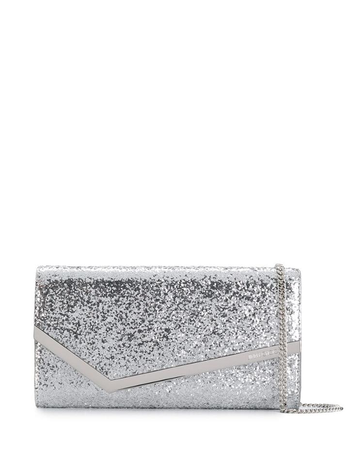 Jimmy Choo Emmie Glitter Clutch Bag - Silver