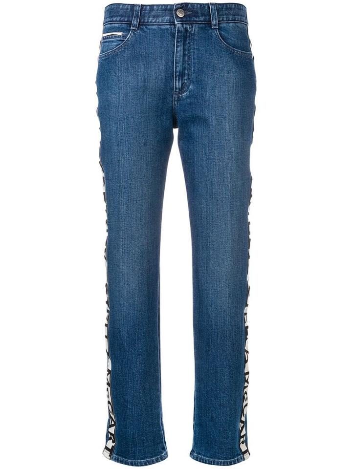 Stella Mccartney Logo Stripe Boyfriend Jeans - Blue