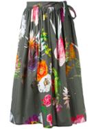 Blumarine - Floral Print Skirt - Women - Cotton/spandex/elastane - 44, Green, Cotton/spandex/elastane