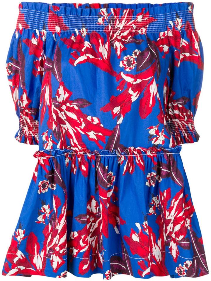 P.a.r.o.s.h. Floral Off-shoulder Top - Blue