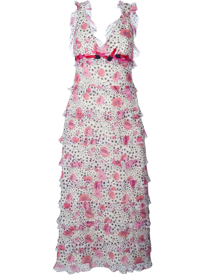 Giamba Printed Flounce Long Dress