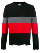 Les Hommes Urban Striped Knit Jumper - Black