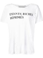 Enfants Riches Deprimes Distressed Logo Print T-shirt, Adult Unisex, Size: Small, White, Cotton