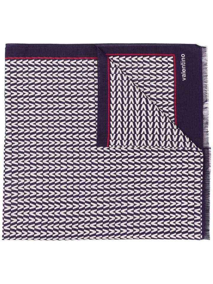 Valentino Large Logo Print Scarf - Blue