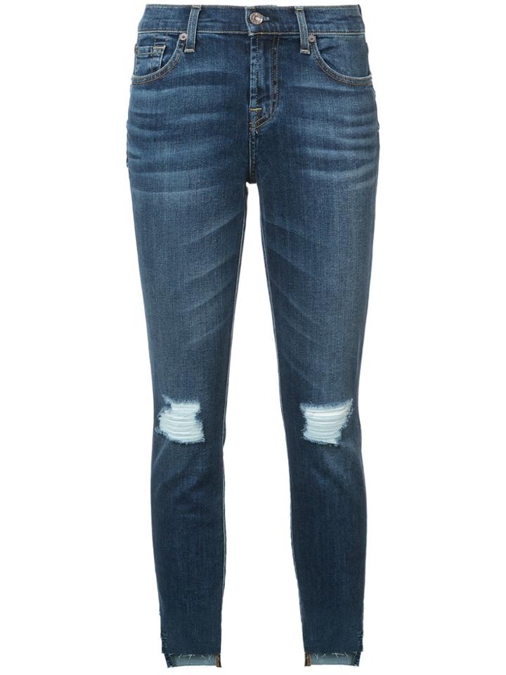 7 For All Mankind Stepped Hem Skinny Jeans - Blue