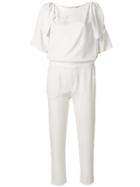 P.a.r.o.s.h. Ruffle Detail Crepe Jumpsuit - White