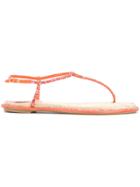 René Caovilla Embellished T-bar Sandals - Yellow & Orange