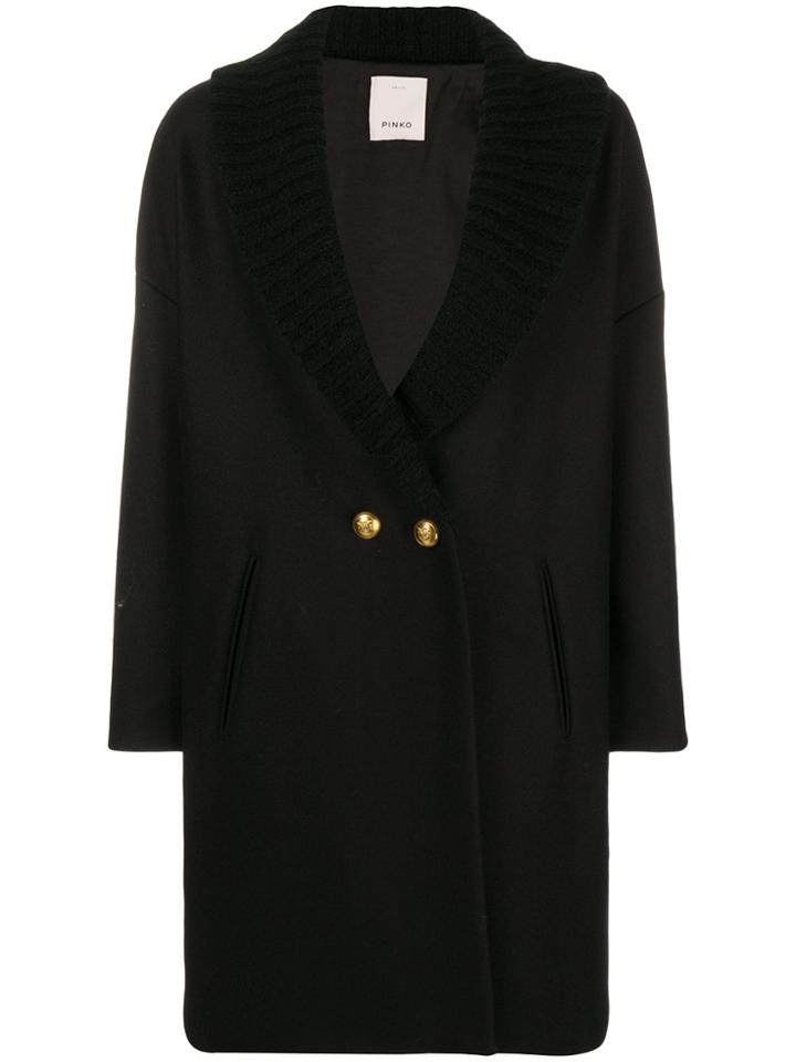 Pinko Double Breasted Coat - Black