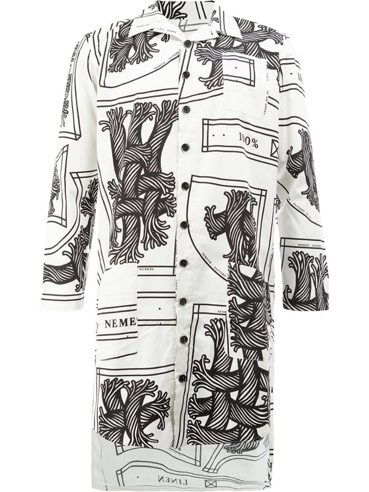 Christopher Nemeth Long-line Printed Shirt - White