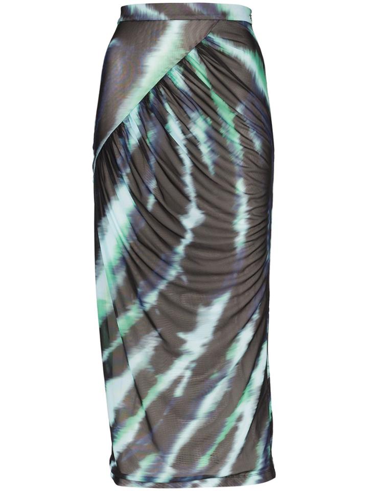 House Of Holland Wrap-around Tie-dye Midi Skirt - Green