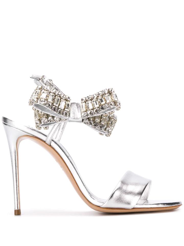 Casadei Bow Luxe Sandals - Silver